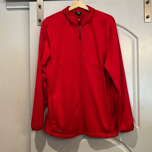 Athletic bright Red fleece lined zip up jacket. EUC! Perfect for a pop of color! - Picture 1 of 4